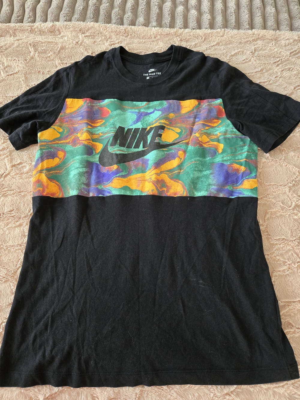 Nike Black Short-Sleeve Tee with Green, Purple and Orange Graphic